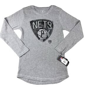 NEW! Brooklyn Nets long sleeve waffle shirt Boys L 14/16